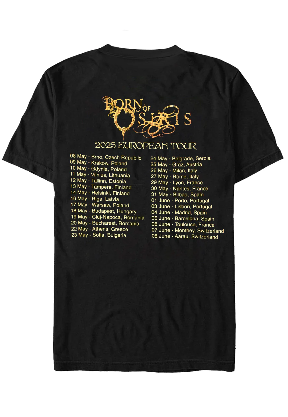 Born Of Osiris - 2025 European Tour - T-Shirt - Image 2