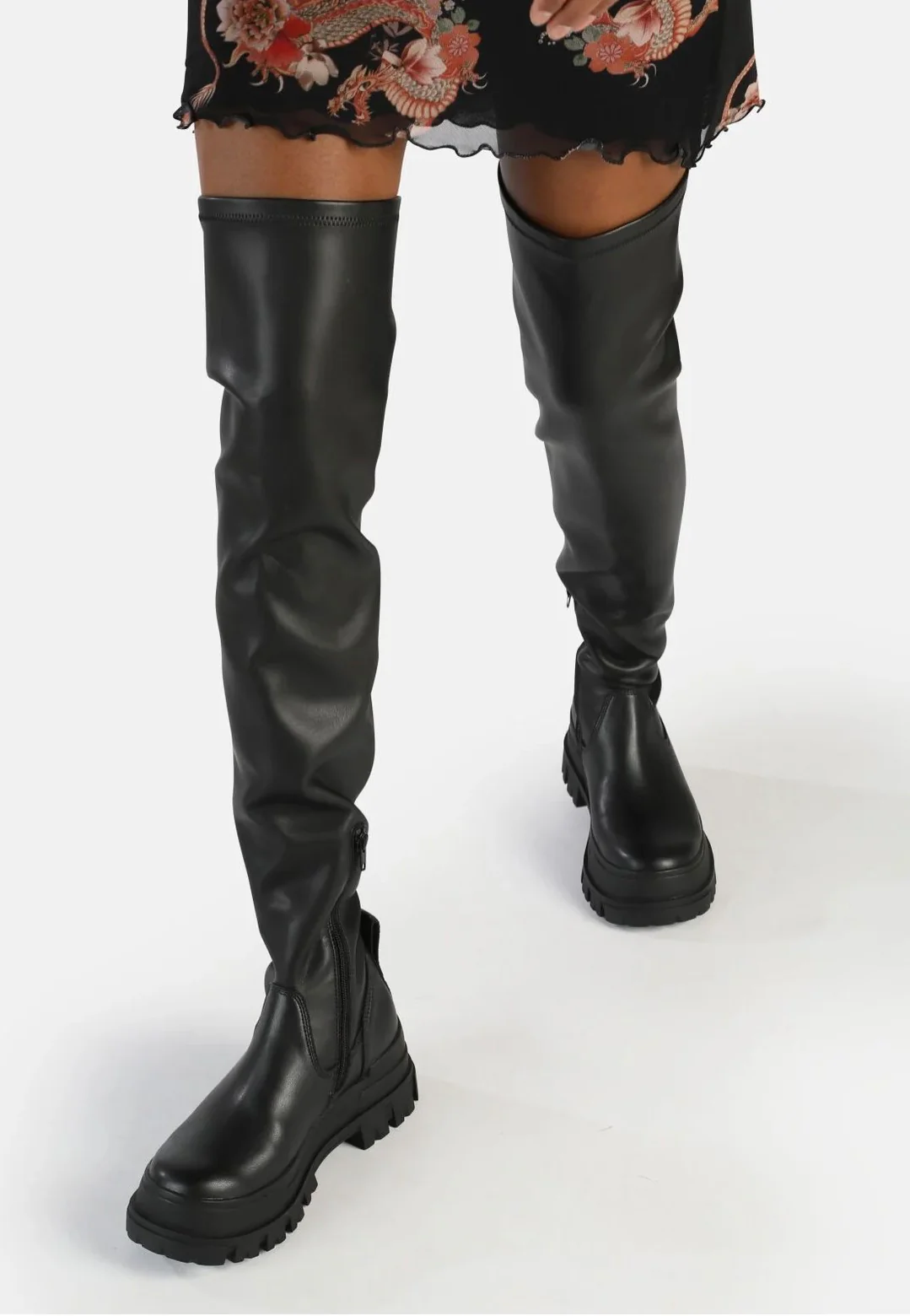 Buffalo - Aspha Stretch Overknee Vegan Nappa Black - Girl Shoes