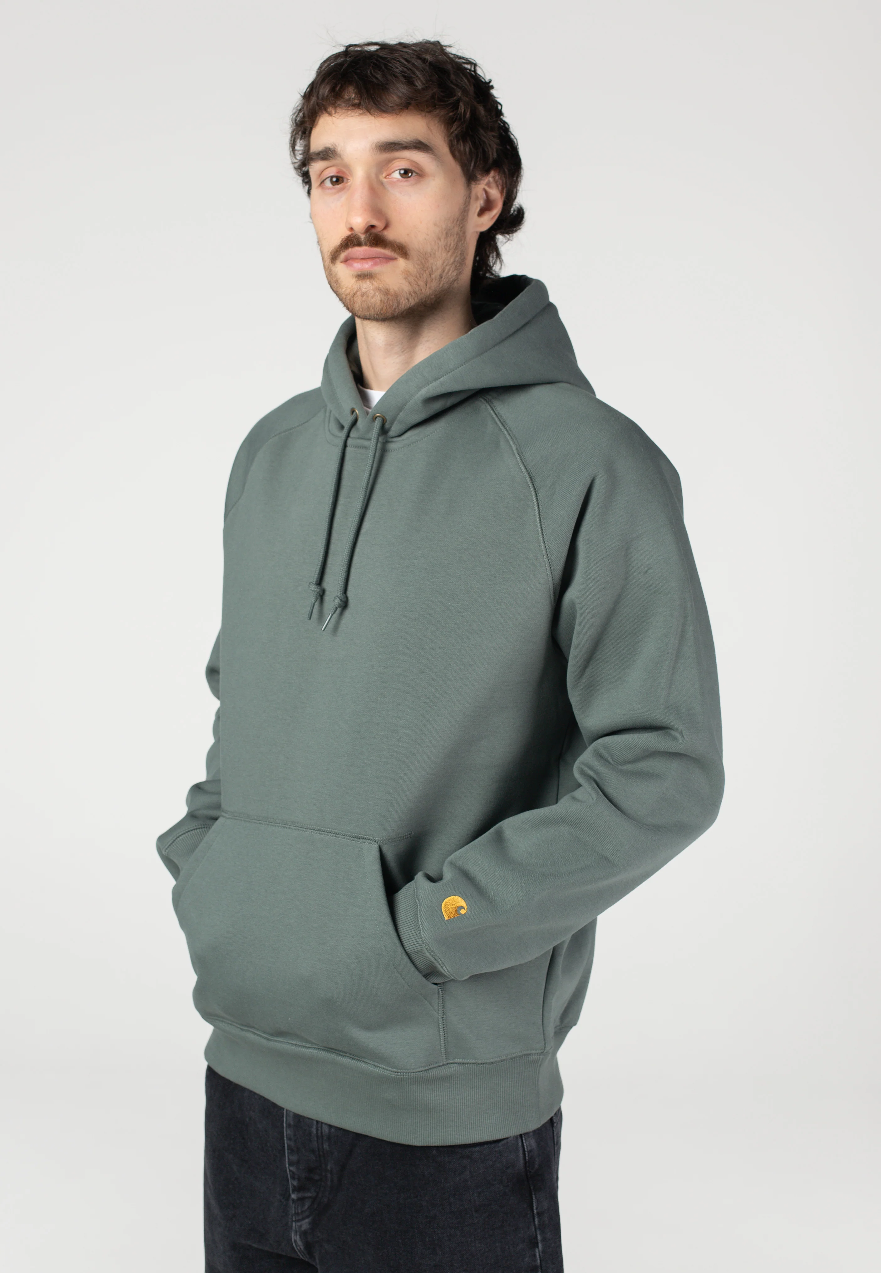Carhartt WIP - Hooded Chase Velvet Green/Gold - Hoodie
