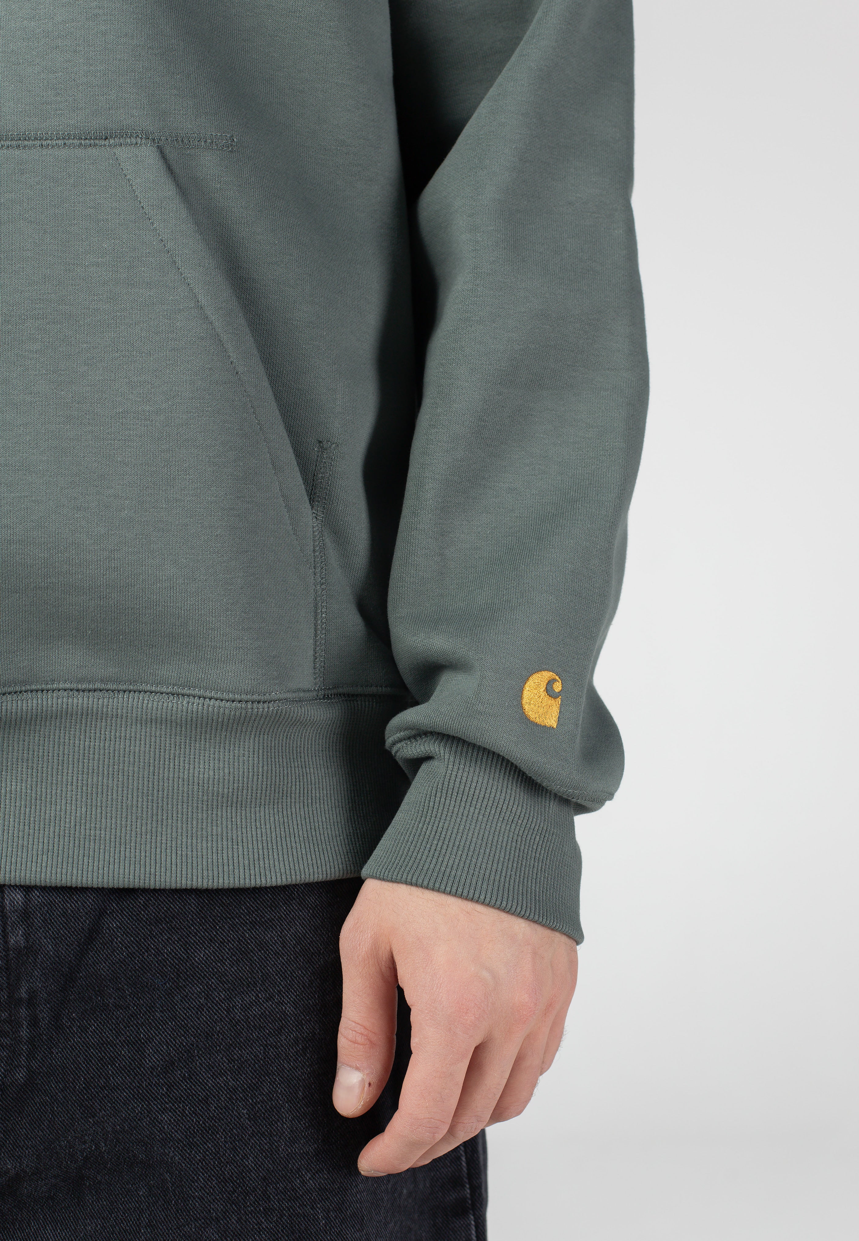 Carhartt WIP - Hooded Chase Velvet Green/Gold - Hoodie - Image 4