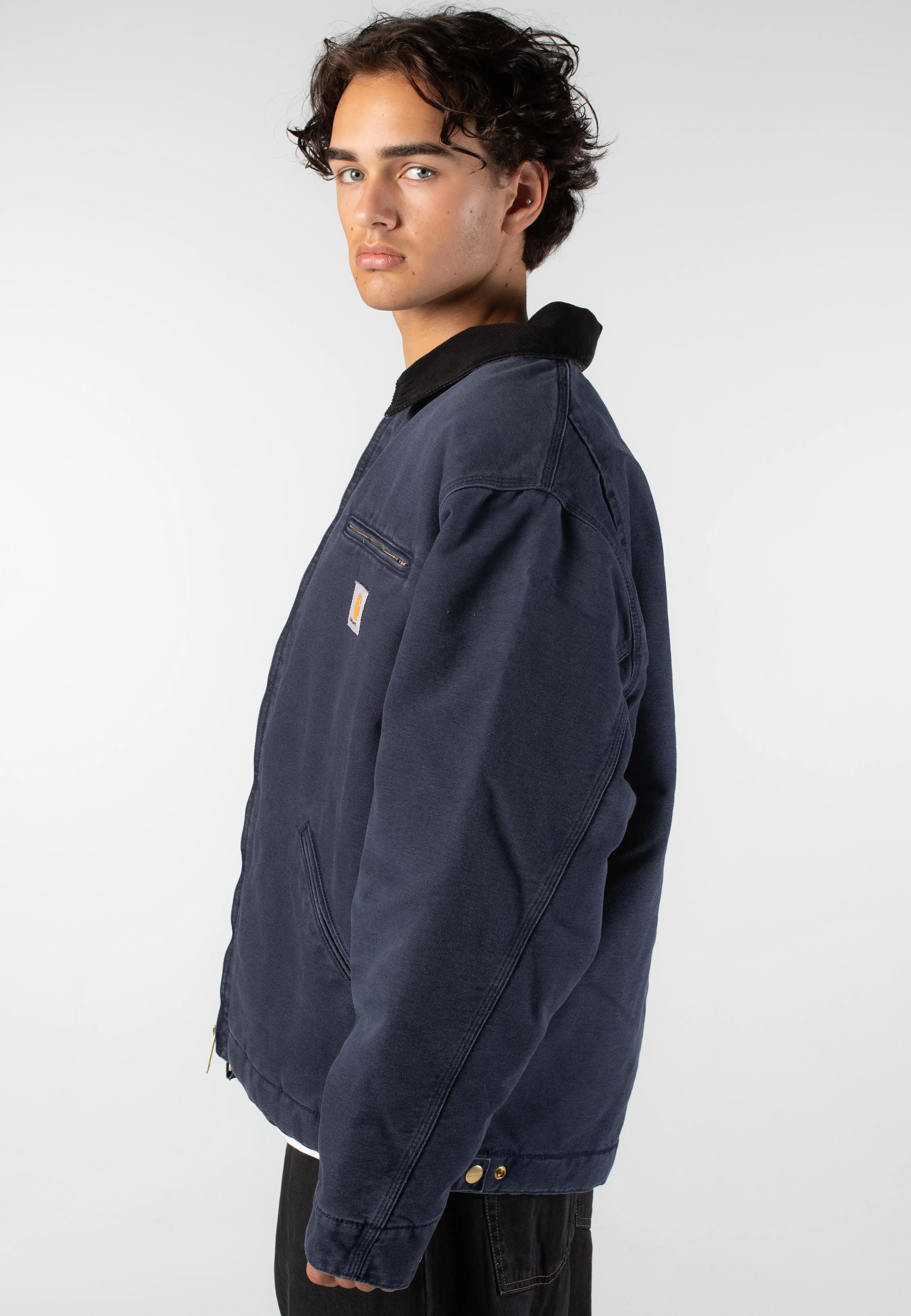 Carhartt WIP - OG Detroit Stone Canvas Dark Navy/Black - Jacket - Image 5