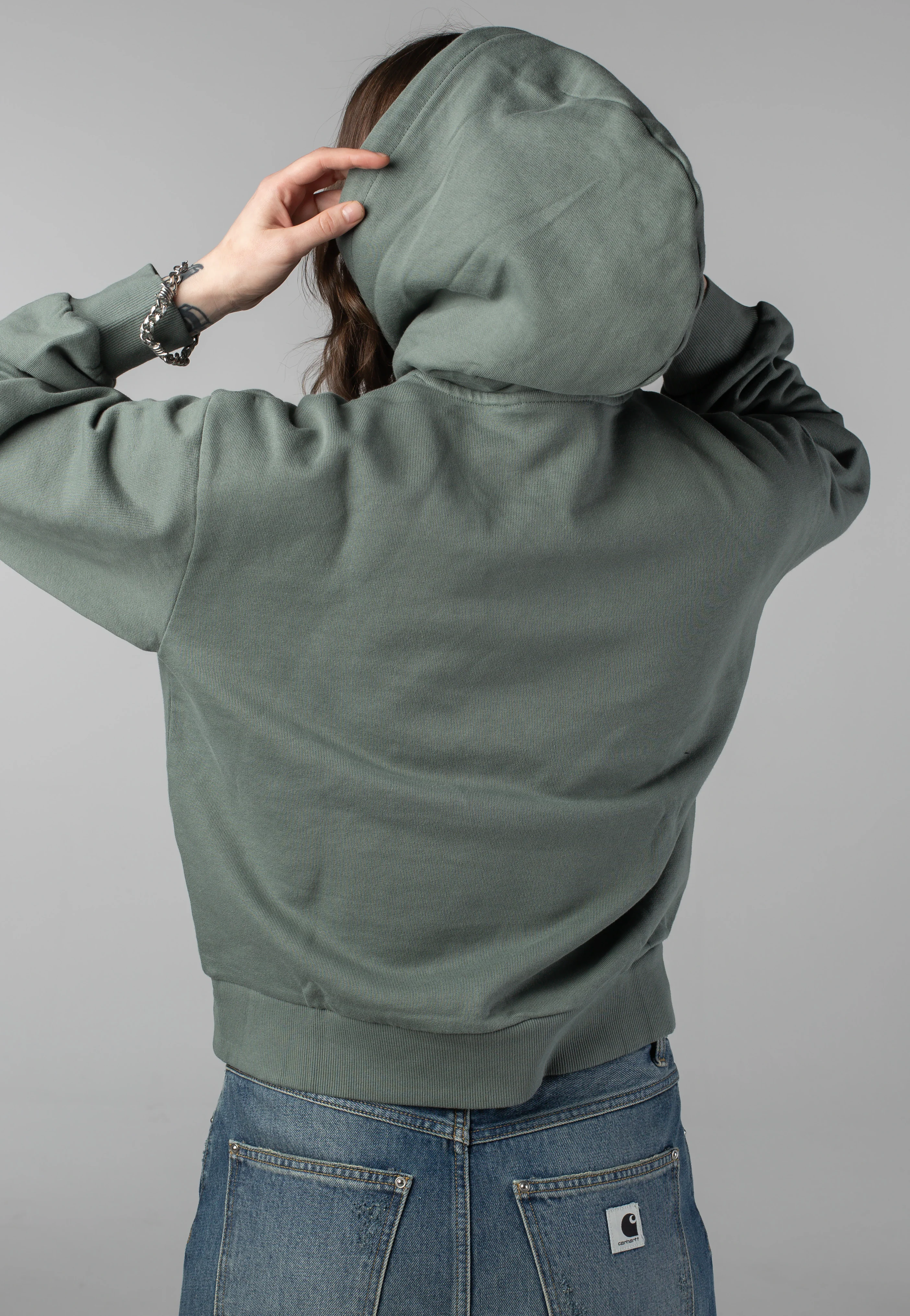 Carhartt WIP - W' Hooded Casey Velvet Green/Silver - Hoodie - Image 4