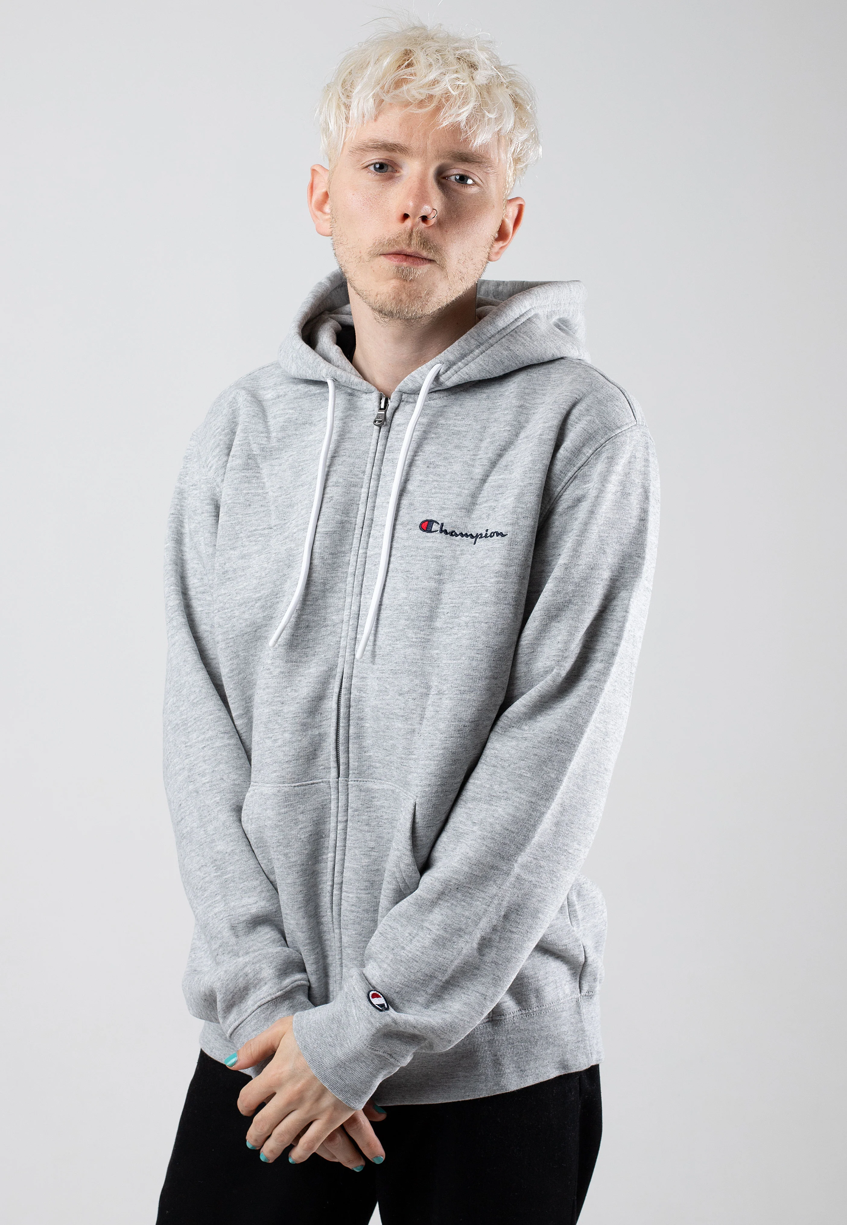 Champion - Hooded Full Zip New Oxford/Grey Melange - Zipper