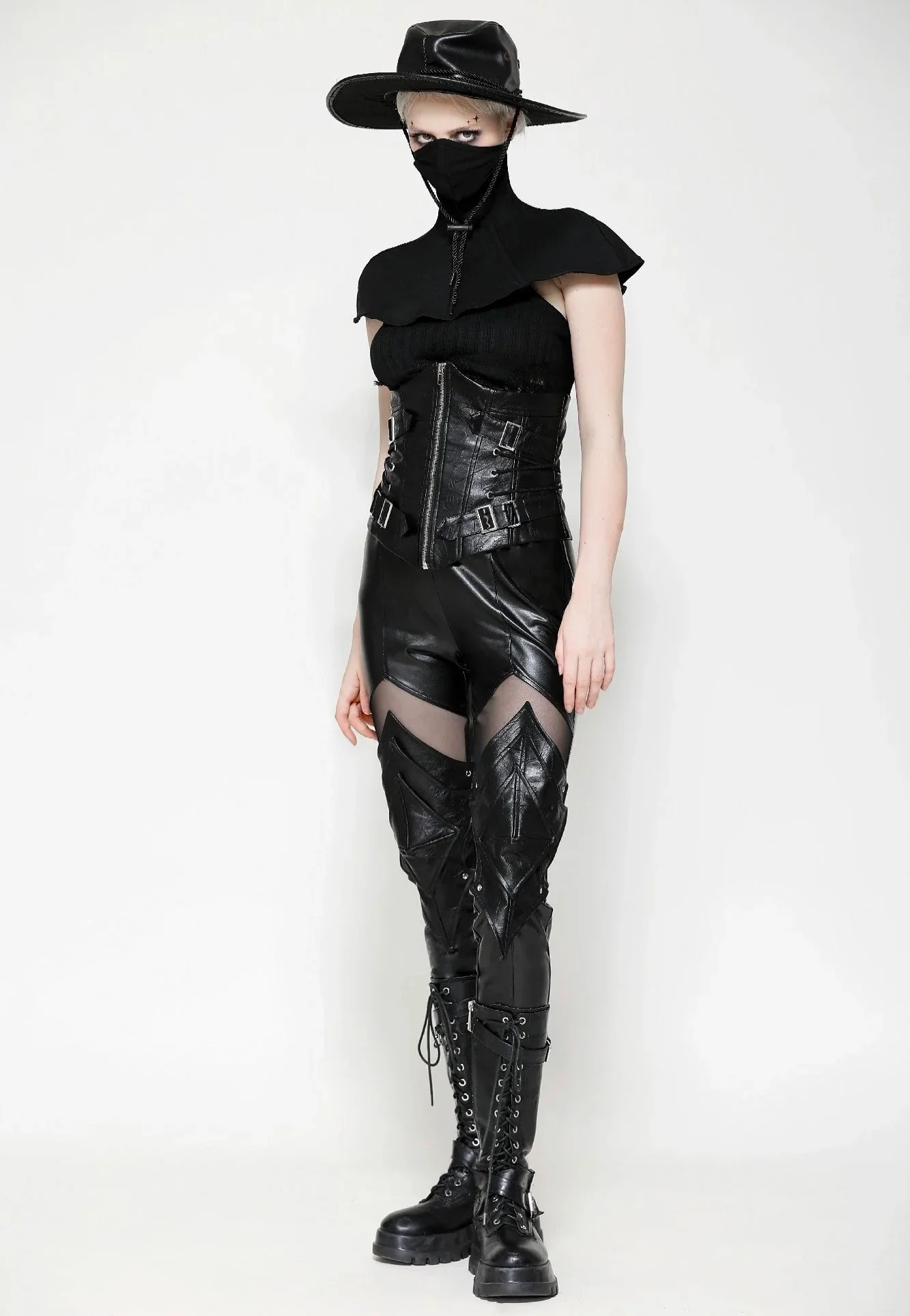 Dark In Love - Black PU Leather Armor Knight - Pants - Image 3