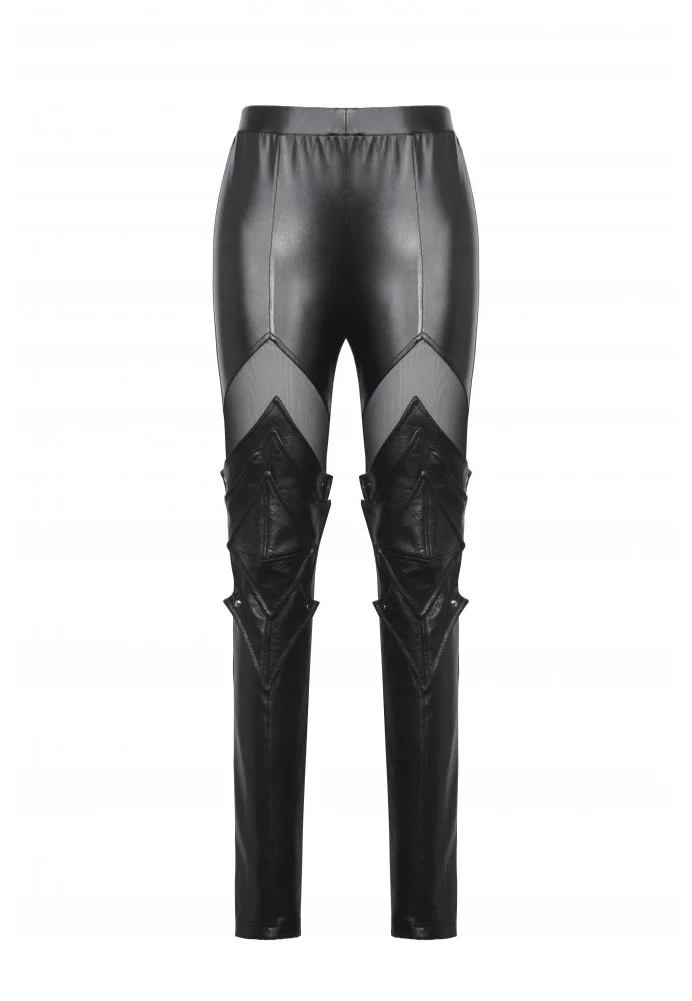 Dark In Love - Black PU Leather Armor Knight - Pants - Image 4