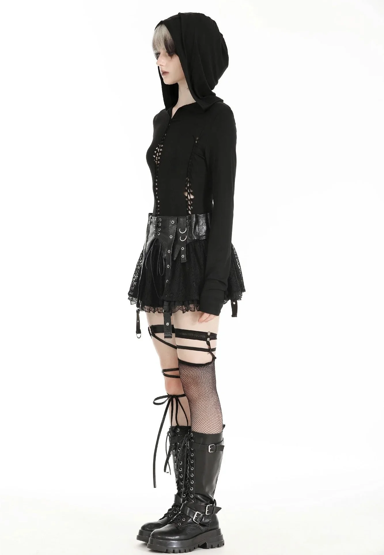 Dark In Love - Gothic Assasin Fitted Hollow Out Black - Top - Image 3