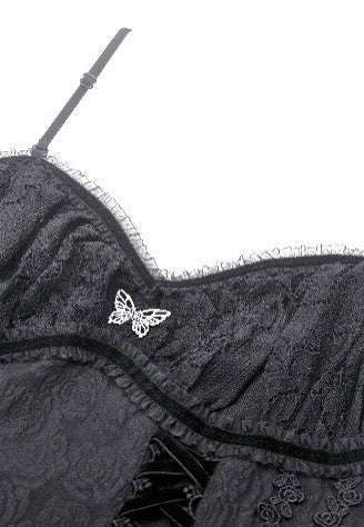 Dark In Love - Gothic Death Butterfly Layered Hi Low Black - Dress - Image 6