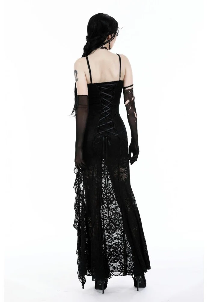 Dark In Love - Gothic Lace See-Through Sexy Waint Lace Maxi Strap - Dress - Image 4