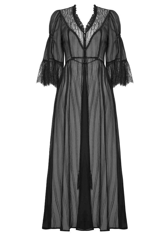 Dark In Love - Gothic Sexy Mesh Long Overwear Black - Cardigan - Image 2