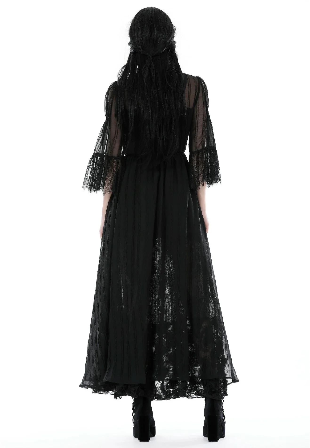 Dark In Love - Gothic Sexy Mesh Long Overwear Black - Cardigan - Image 3