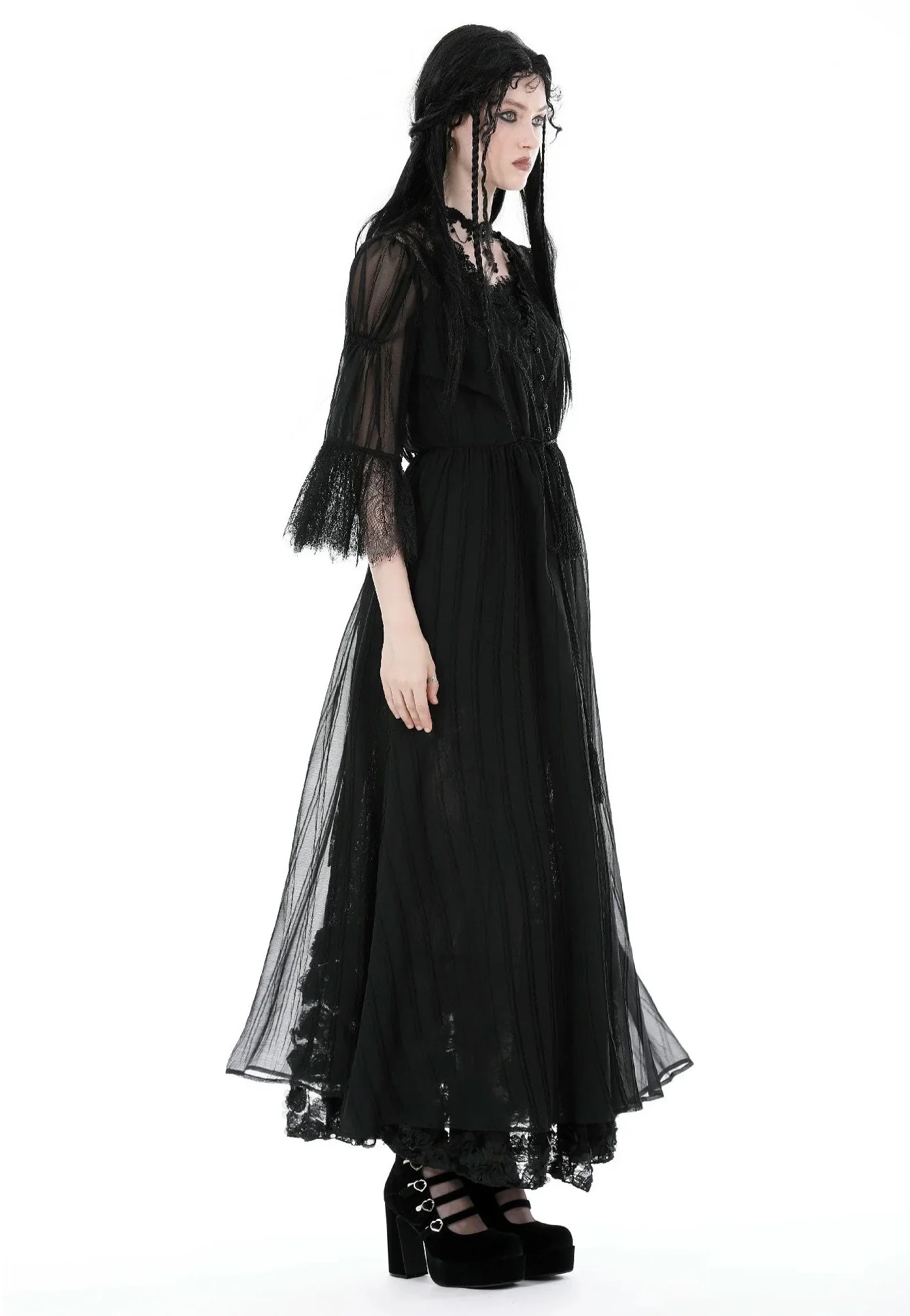 Dark In Love - Gothic Sexy Mesh Long Overwear Black - Cardigan - Image 5