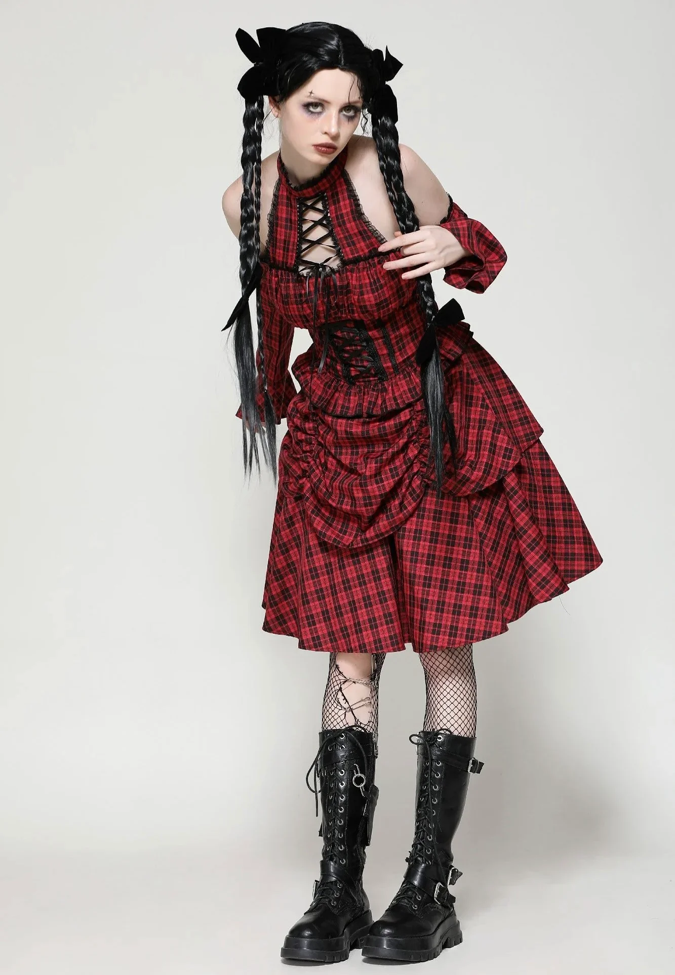 Dark In Love - Lolita Red And Black Plaid - Dress - Image 9
