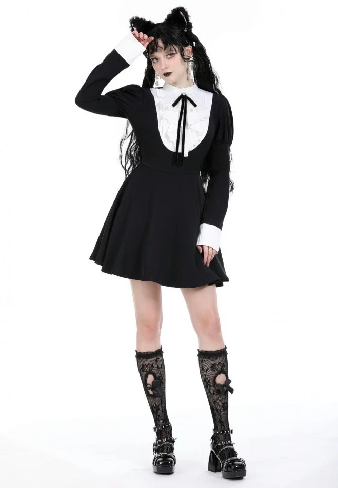 Dark In Love - Princess Neck Contrast Bubble - Dress - Image 3