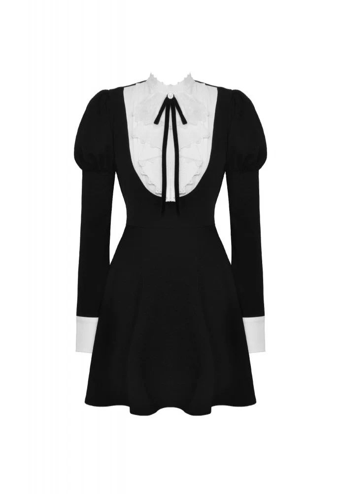 Dark In Love - Princess Neck Contrast Bubble - Dress - Image 4