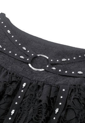 Dark In Love - Punk Irregular Tattered Skul Black - Skirt - Image 7