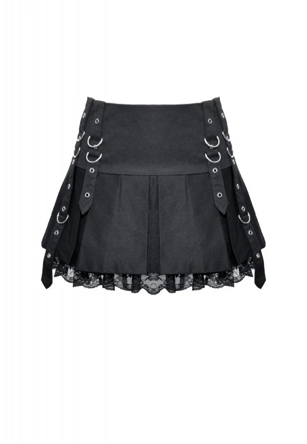 Dark In Love - Punk Metal Pleated Mini - Skirt - Image 5