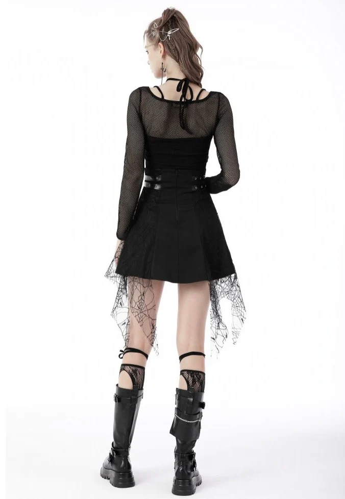 Dark In Love - Punk Rock Cross Spider Net Mini Black - Skirt - Image 4