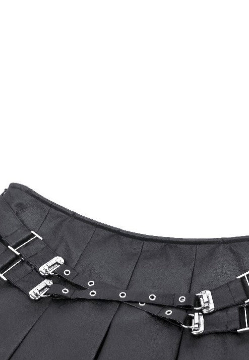 Dark In Love - Punk Sassy Girl Black PU Leather Low-Waisted - Skirt - Image 10