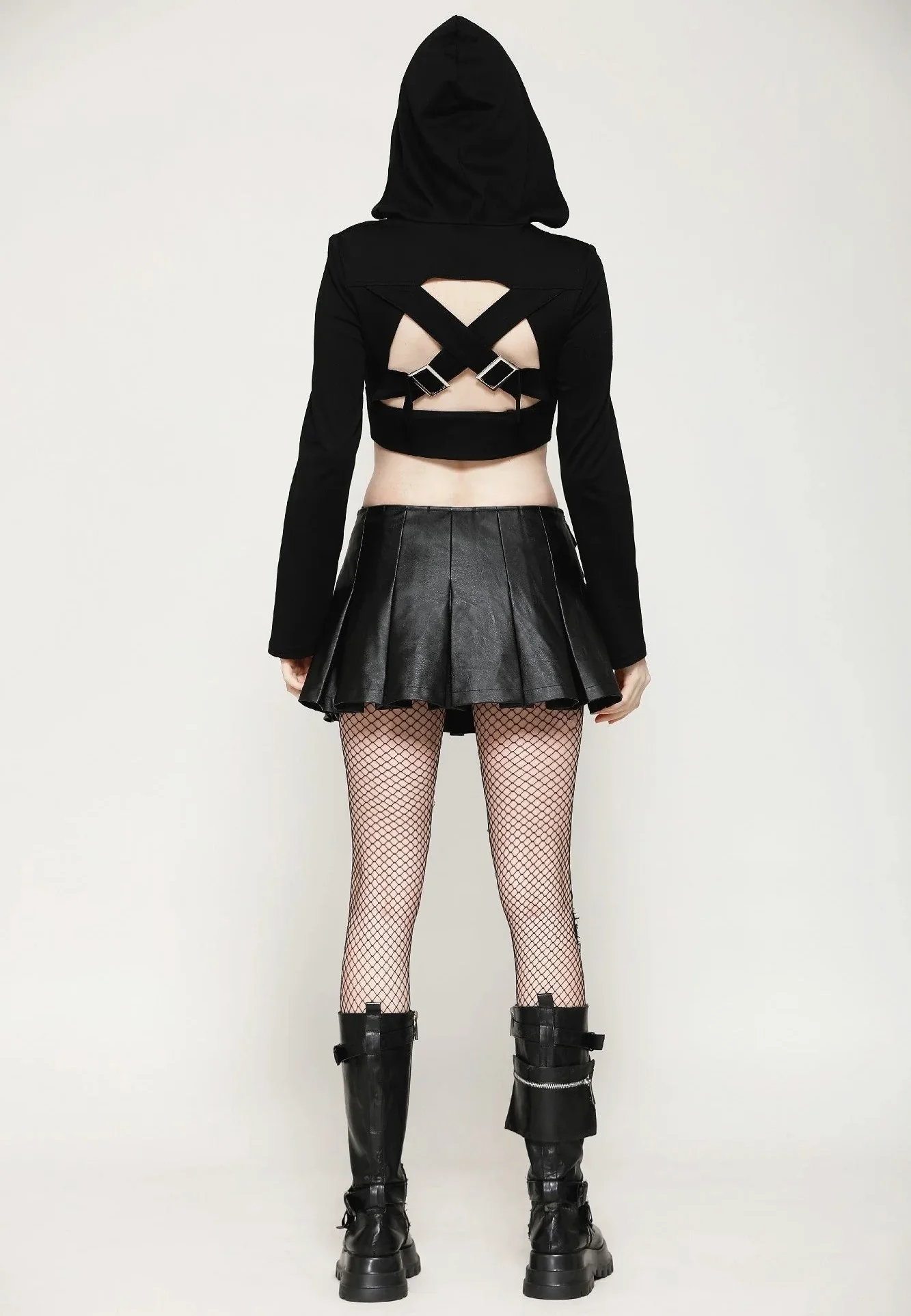 Dark In Love - Punk Sassy Girl Black PU Leather Low-Waisted - Skirt - Image 9