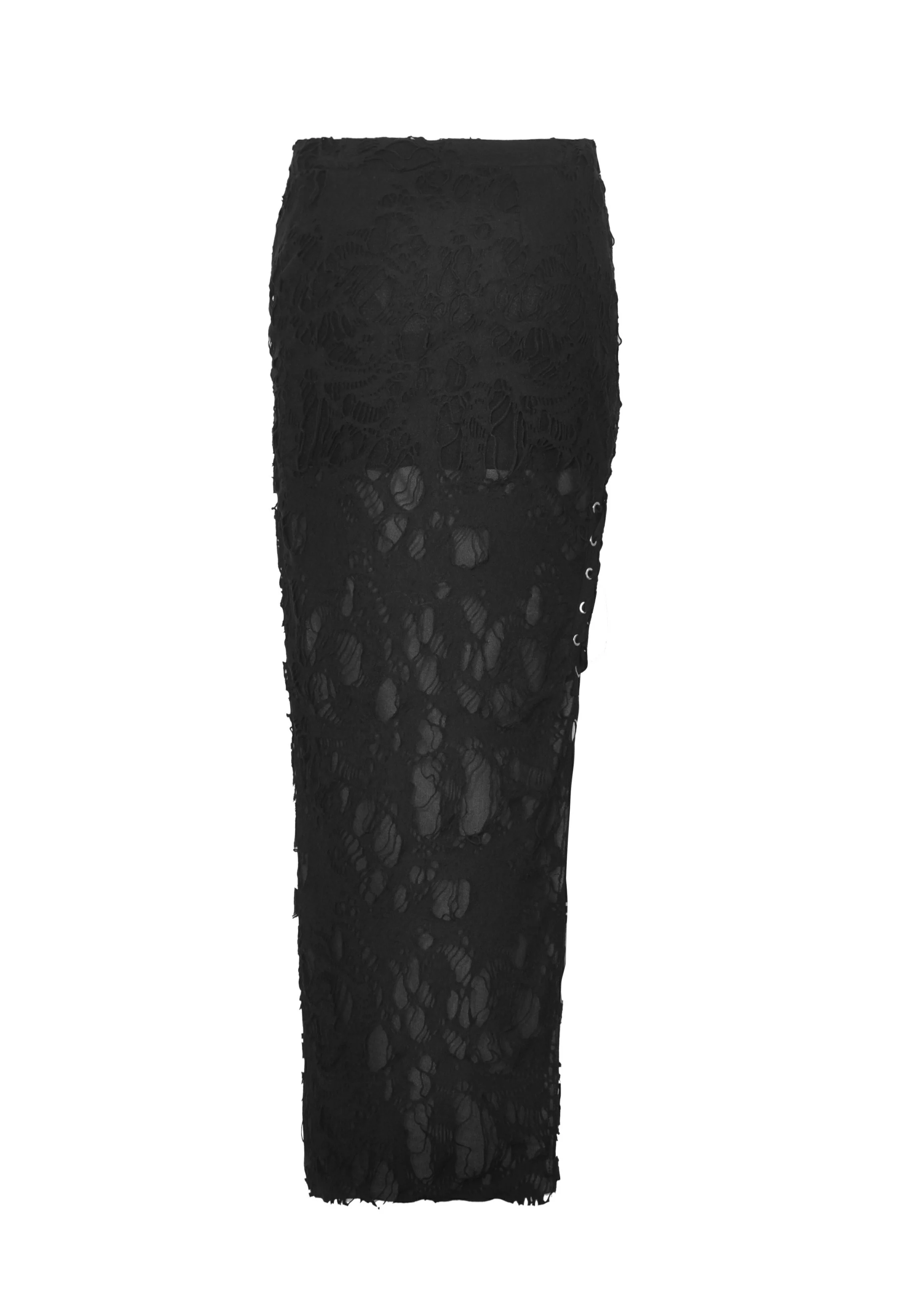 Dark In Love - Punk Sexy Bare Legs Long Shredded Black - Skirt - Image 10