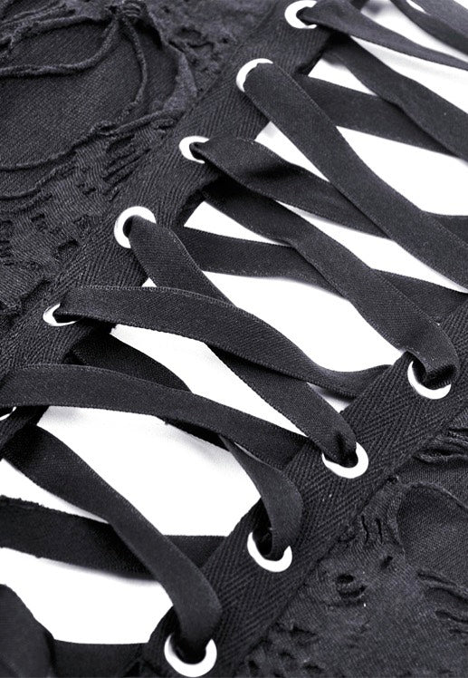 Dark In Love - Punk Sexy Bare Legs Long Shredded Black - Skirt - Image 12