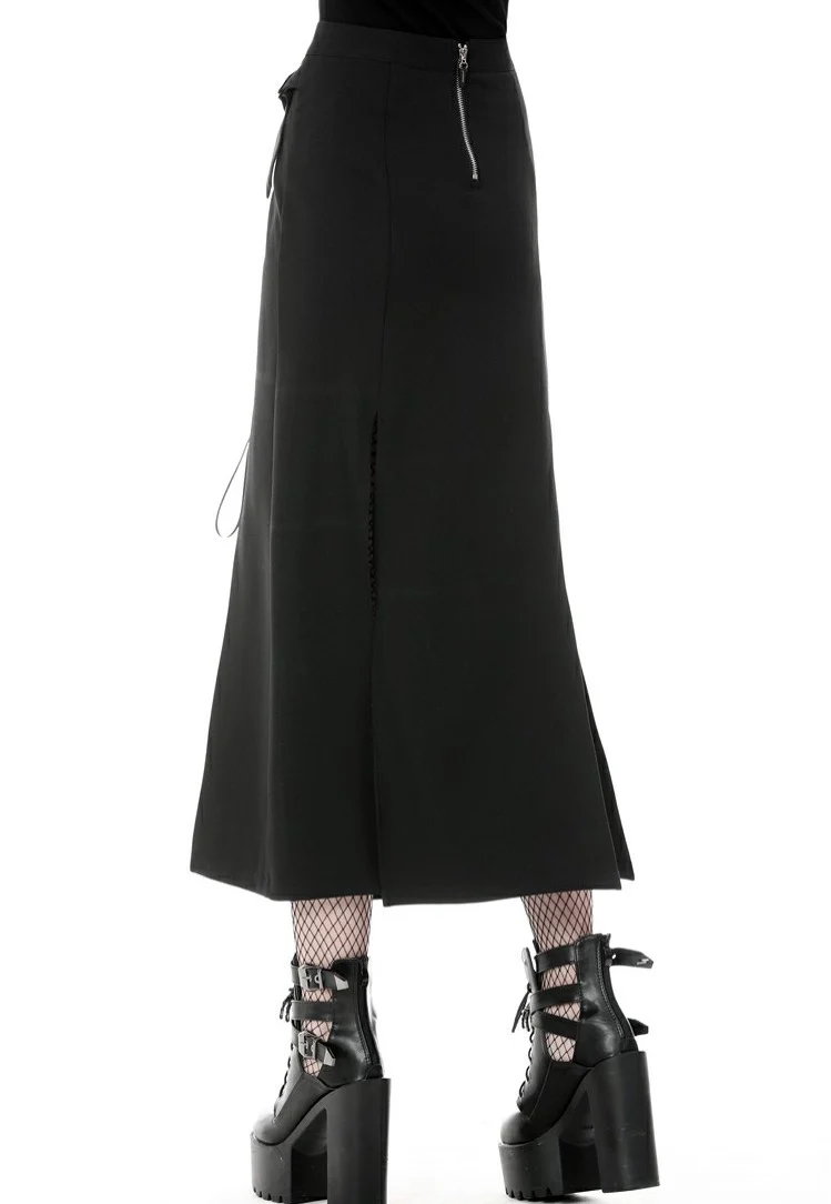 Dark In Love - Punk Sexy Slit Irregular Black - Skirt - Image 14