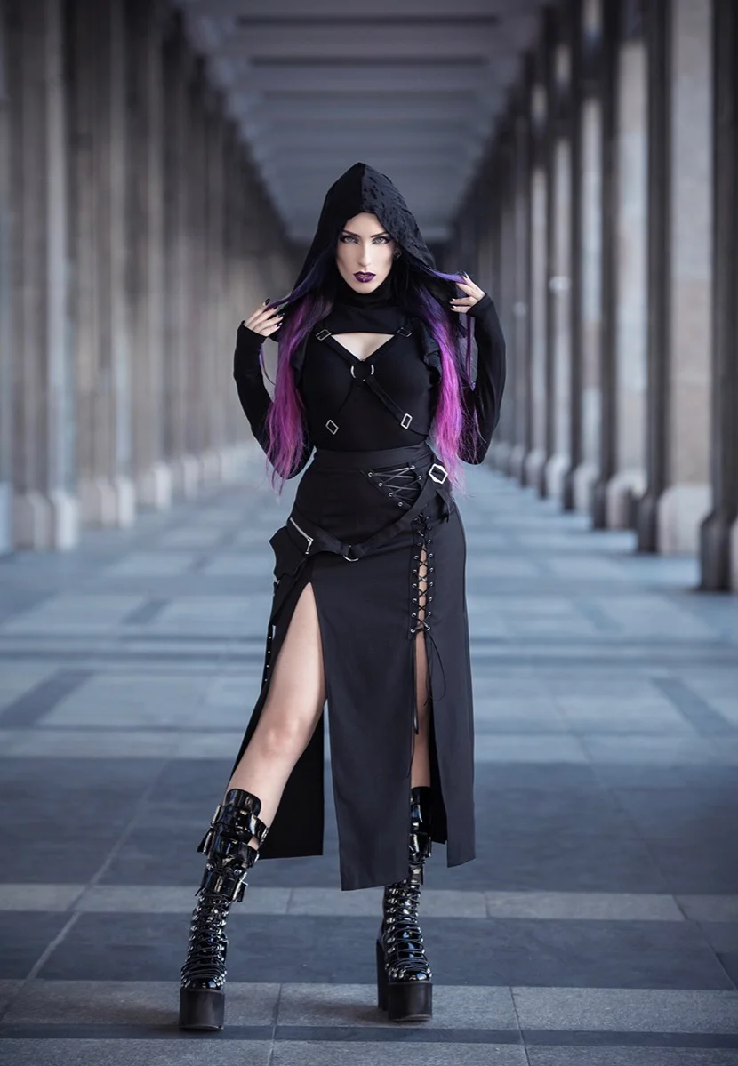 Dark In Love - Punk Sexy Slit Irregular Black - Skirt - Image 2
