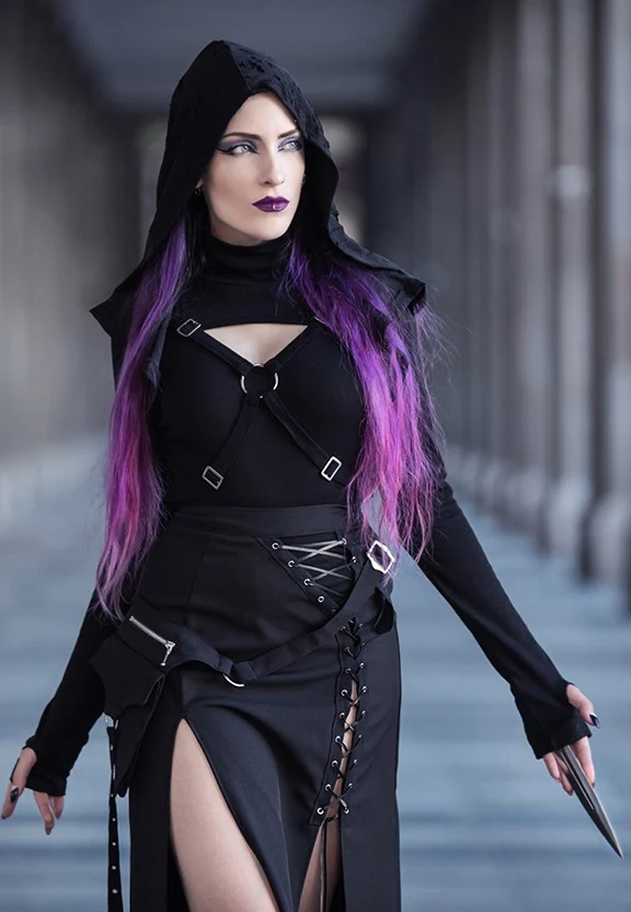 Dark In Love - Punk Sexy Slit Irregular Black - Skirt - Image 4
