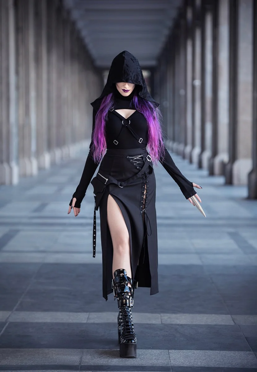 Dark In Love - Punk Sexy Slit Irregular Black - Skirt - Image 5