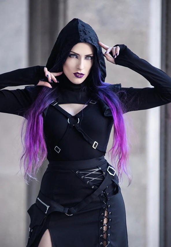 Dark In Love - Punk Sexy Slit Irregular Black - Skirt - Image 6
