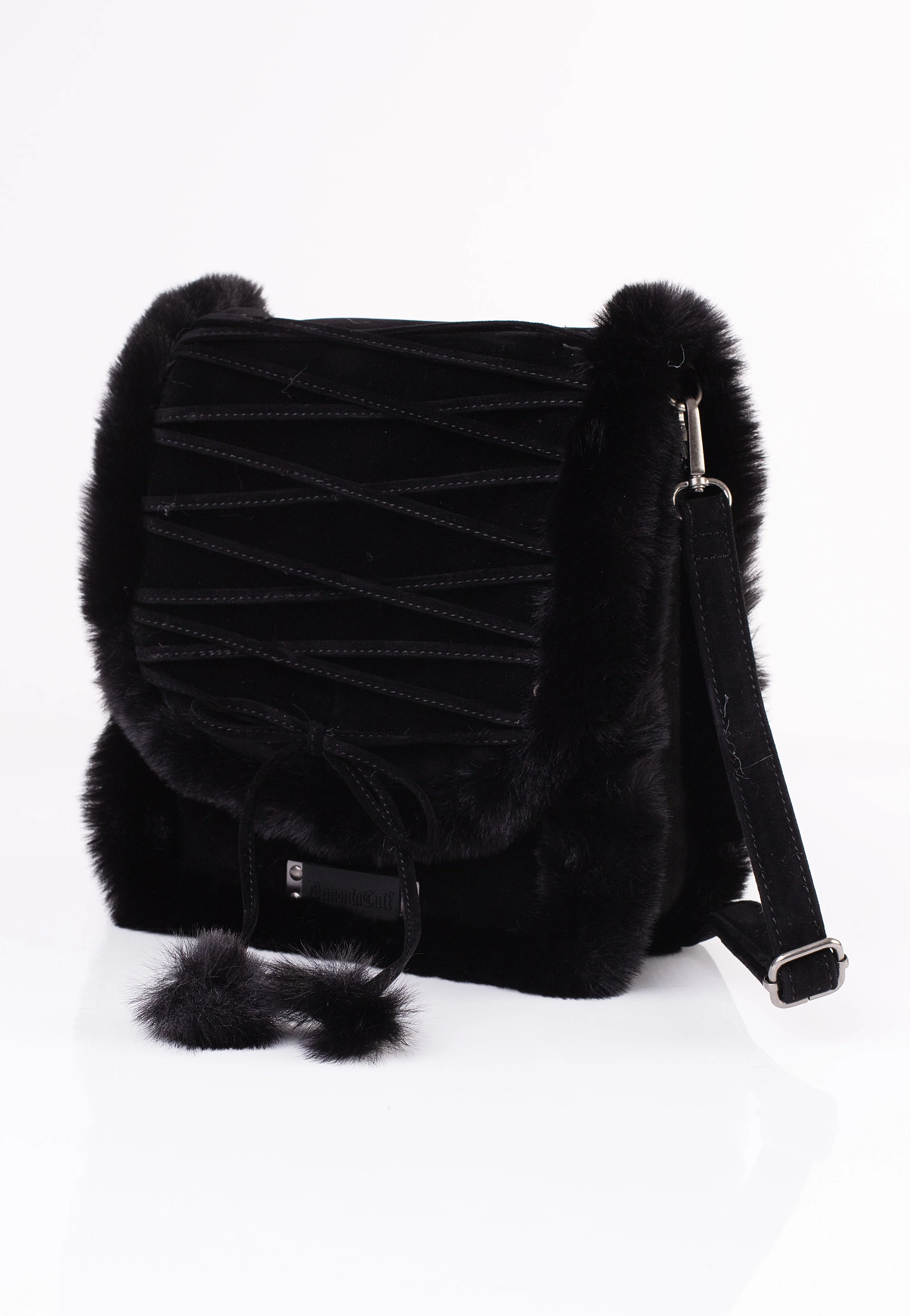 DemoniaCult - Faux Suede And Fur Crossbody Black - Bag - Image 4