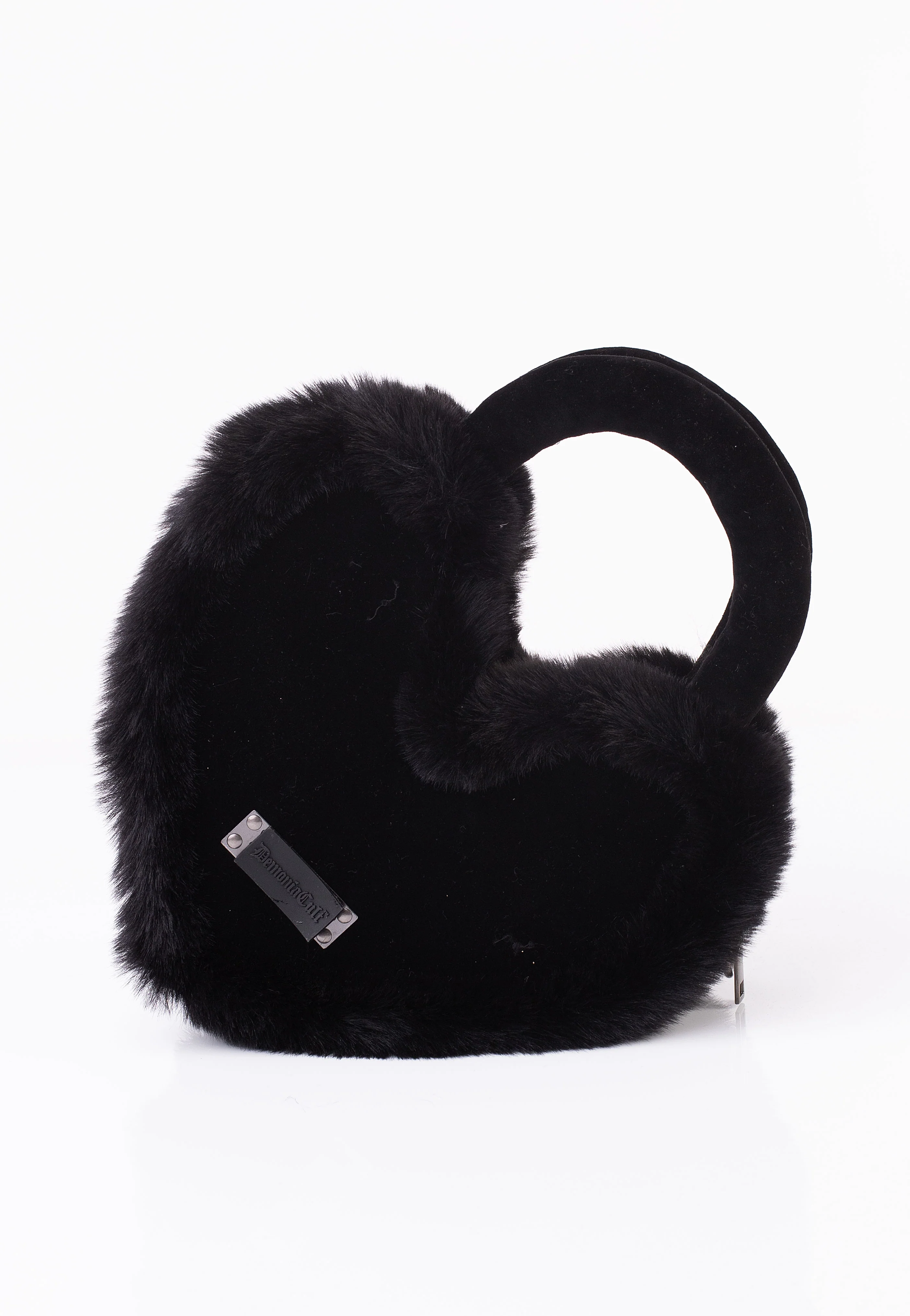 DemoniaCult - Faux Suede And Fur Heart Shaped Black - Bag - Image 2