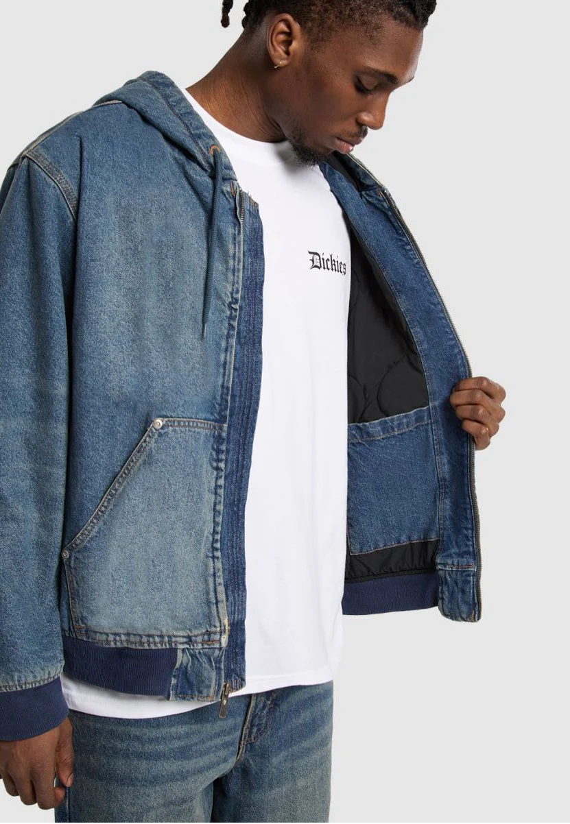 Dickies - Hilham Hooded Khaki Tinted Blue - Jeans Jacket - Image 5