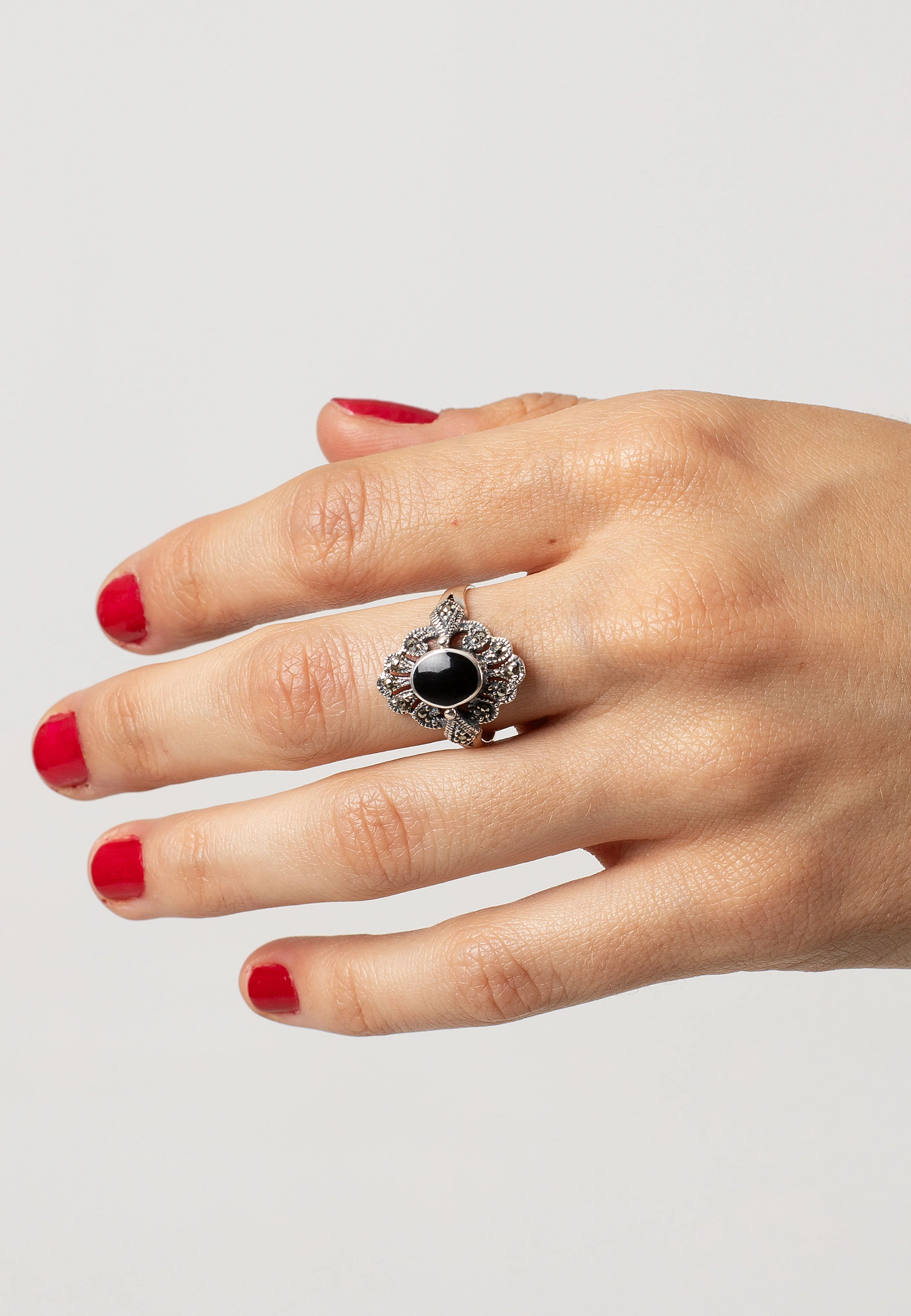 etNox - Black Marcasite mit Onyx - Ring - Image 2