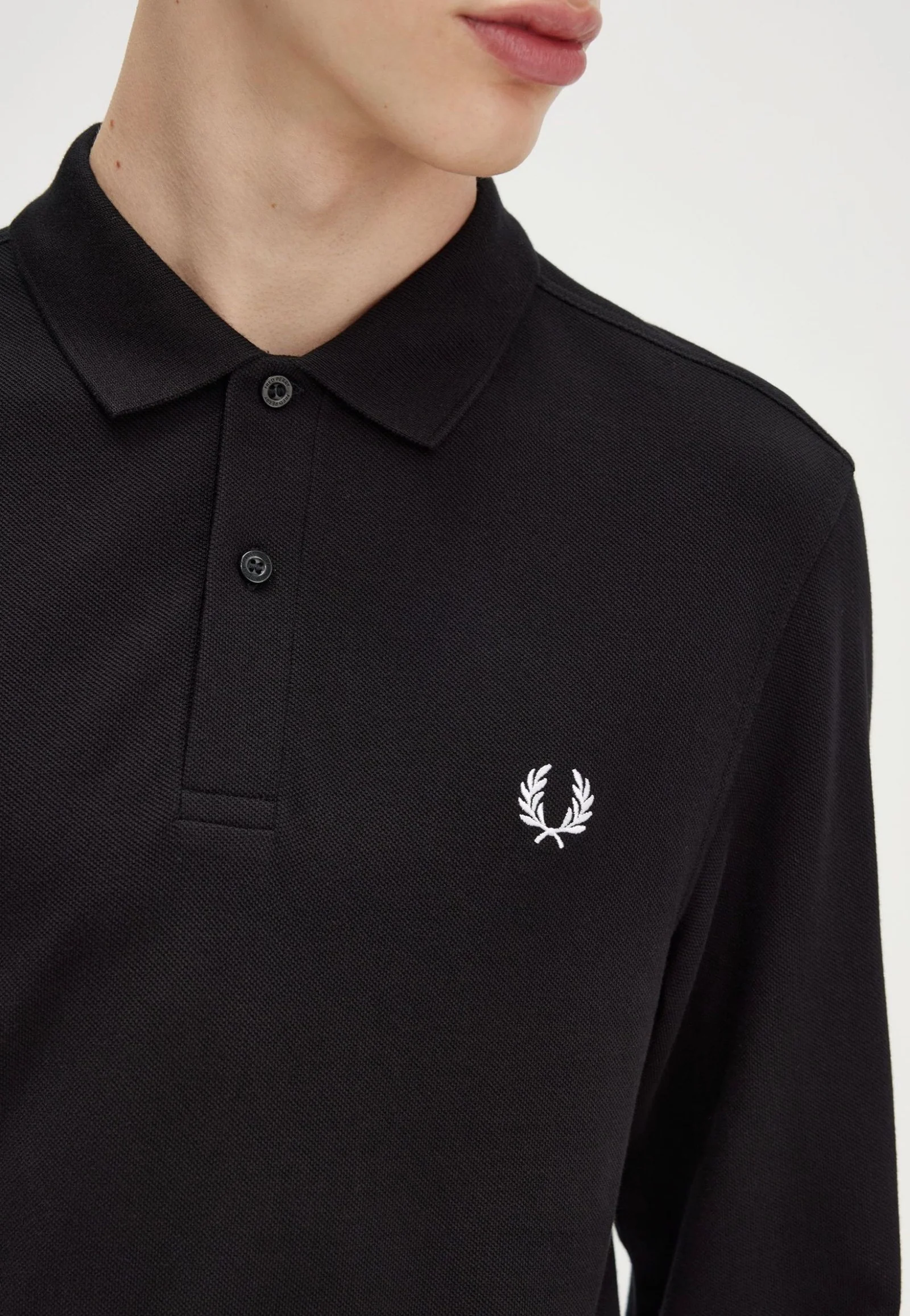 Fred Perry - Plain Black/White - Longsleeve - Image 2