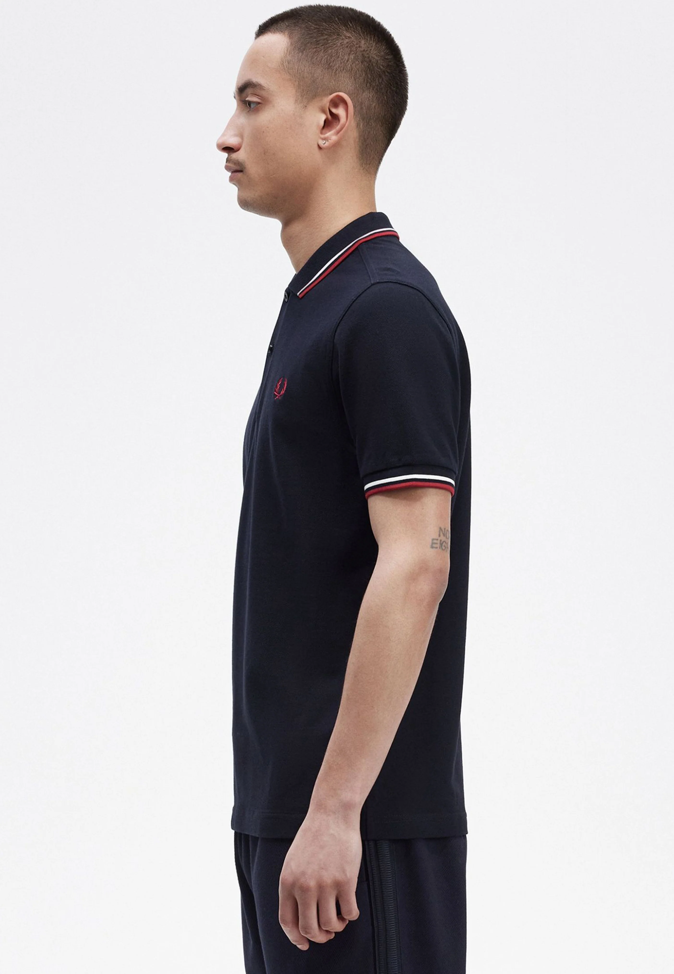 Fred Perry - Twin Tipped Navy/Snow White/Burnt Red - Polo - Image 4