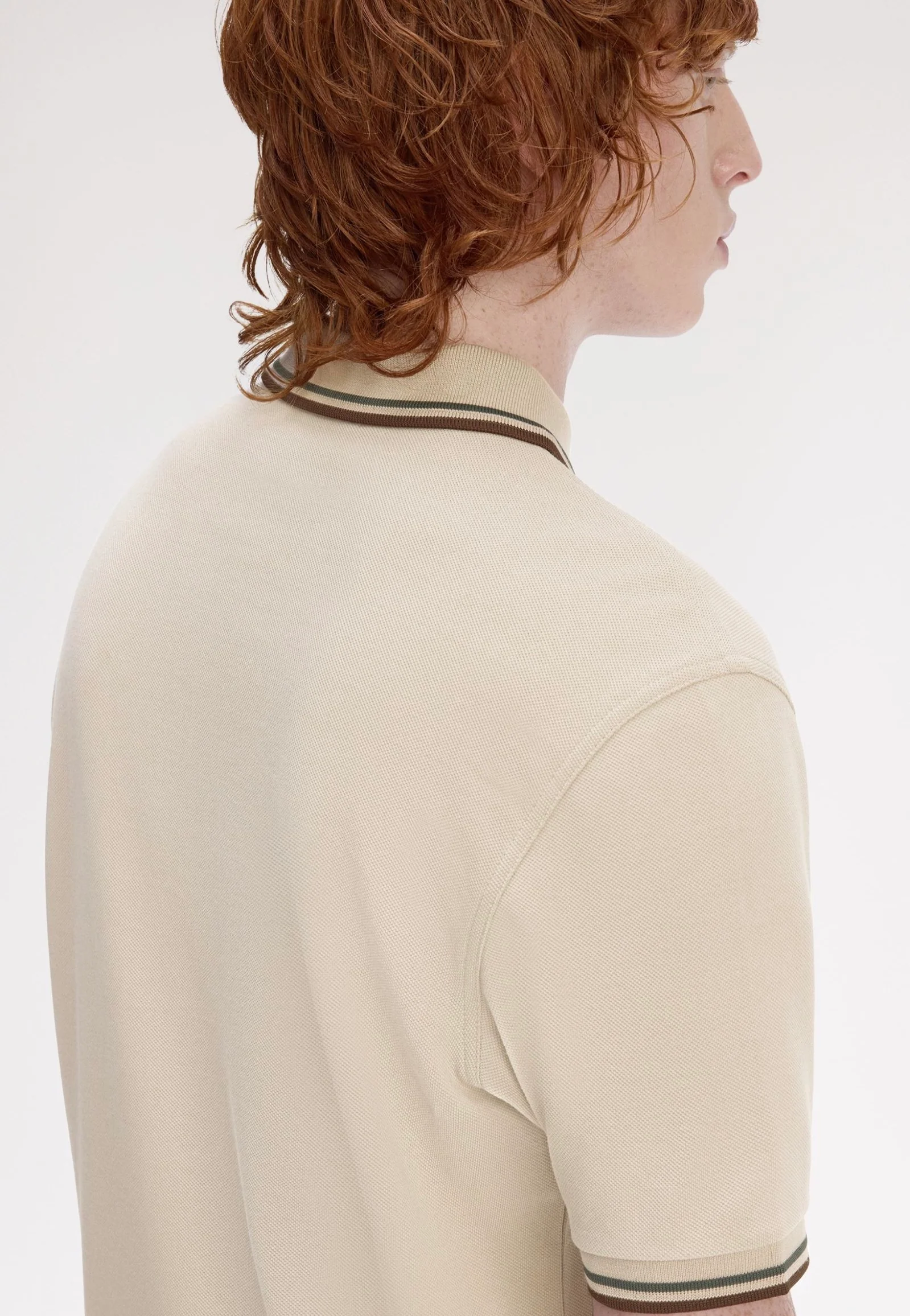 Fred Perry - Twin Tipped Warm Oat/Court Green/Burnt Tobacco - Polo - Image 2