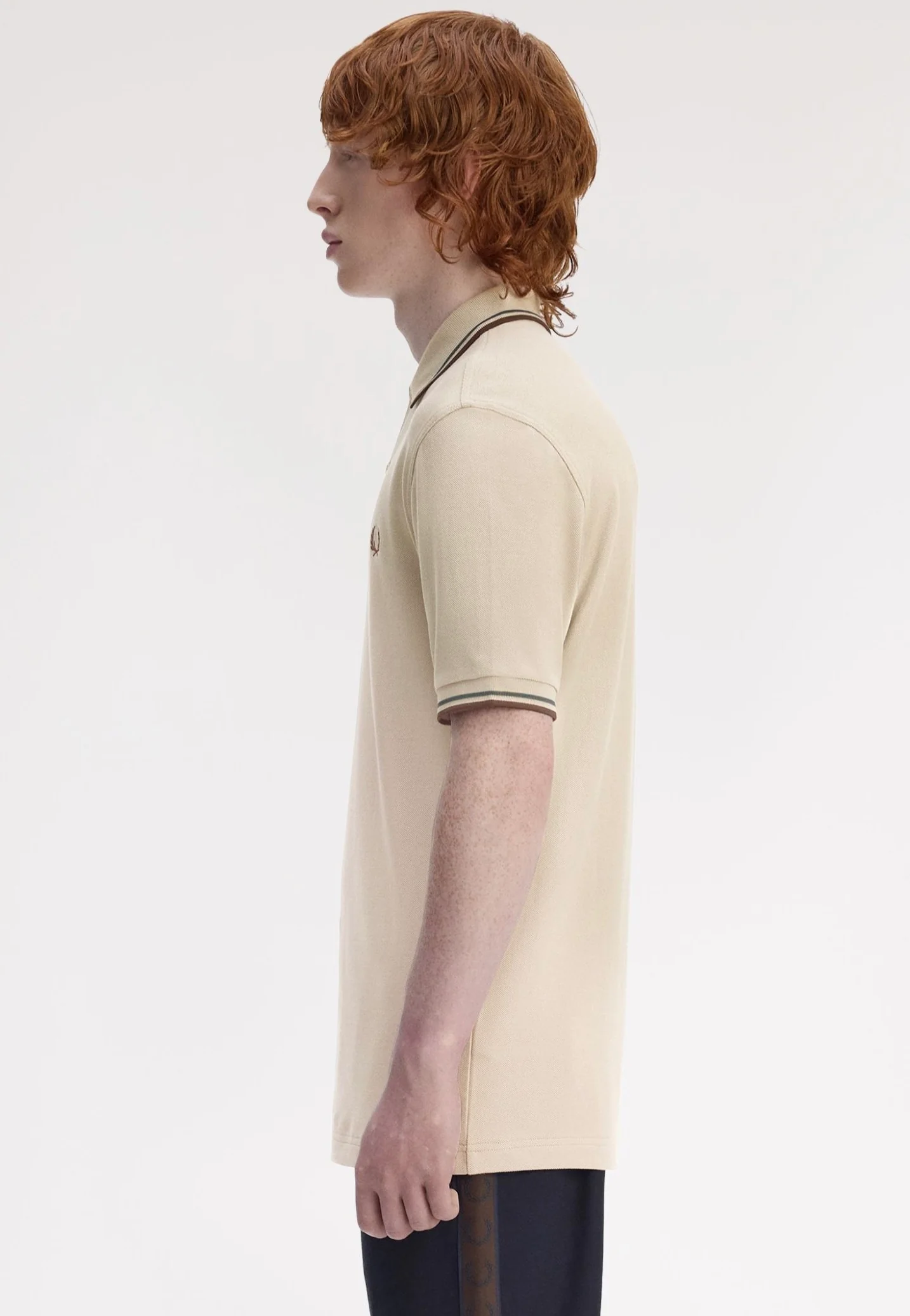 Fred Perry - Twin Tipped Warm Oat/Court Green/Burnt Tobacco - Polo - Image 5