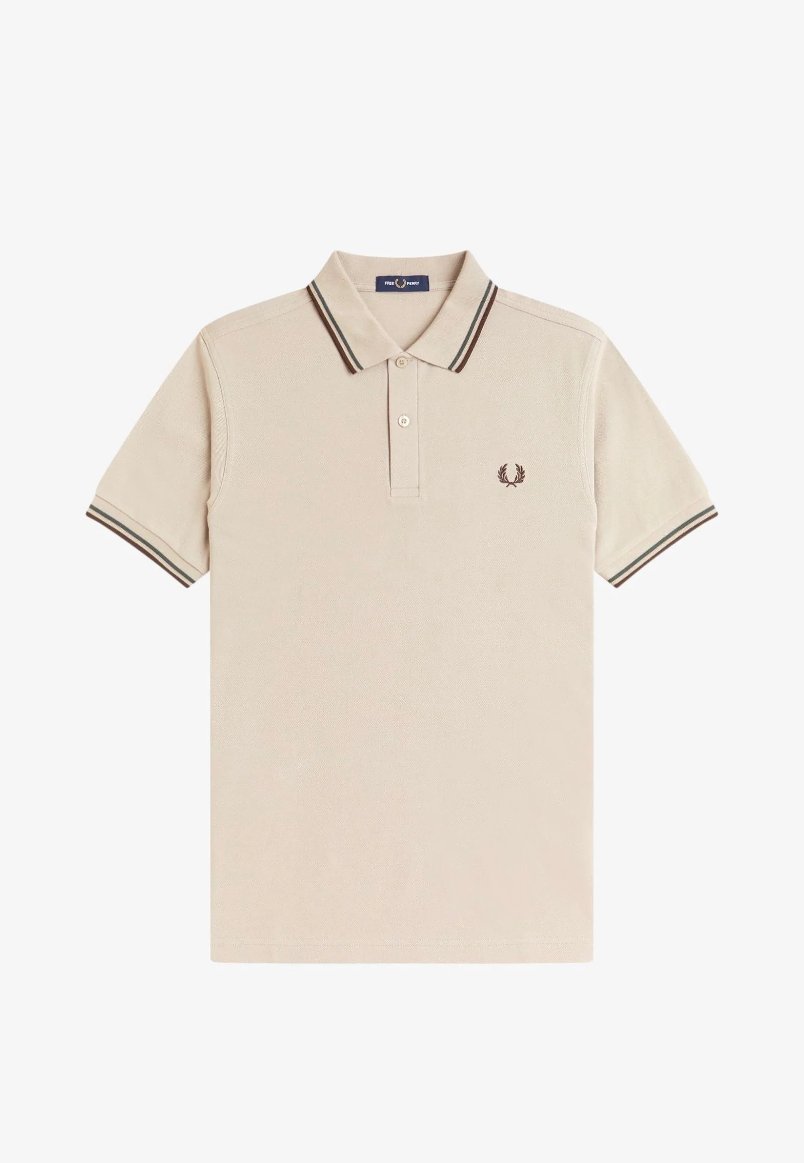 Fred Perry - Twin Tipped Warm Oat/Court Green/Burnt Tobacco - Polo - Image 6