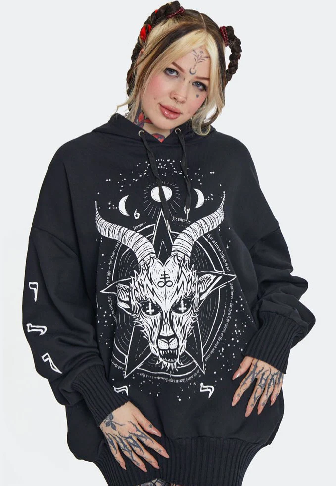 Jawbreaker - Baphomet Printed Oversized Black - Hoodie - Image 2