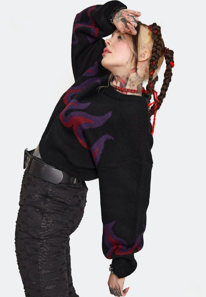 Jawbreaker - Dark Flame Chunky Cropped Black - Pullover - Image 2