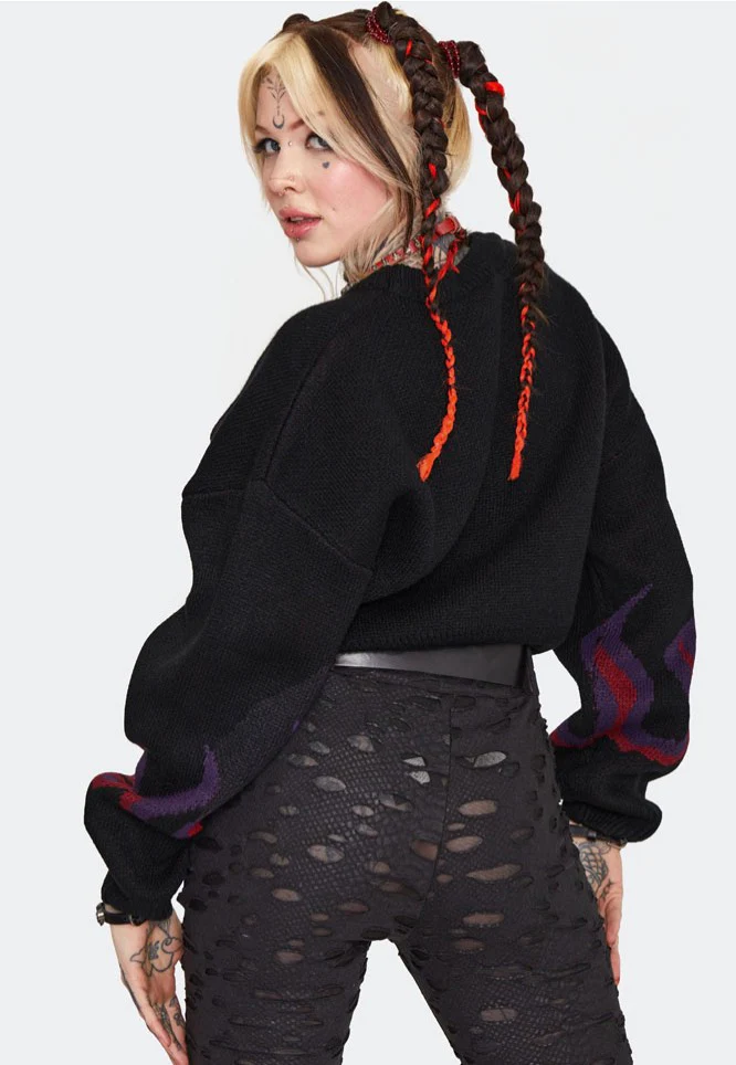 Jawbreaker - Dark Flame Chunky Cropped Black - Pullover - Image 3