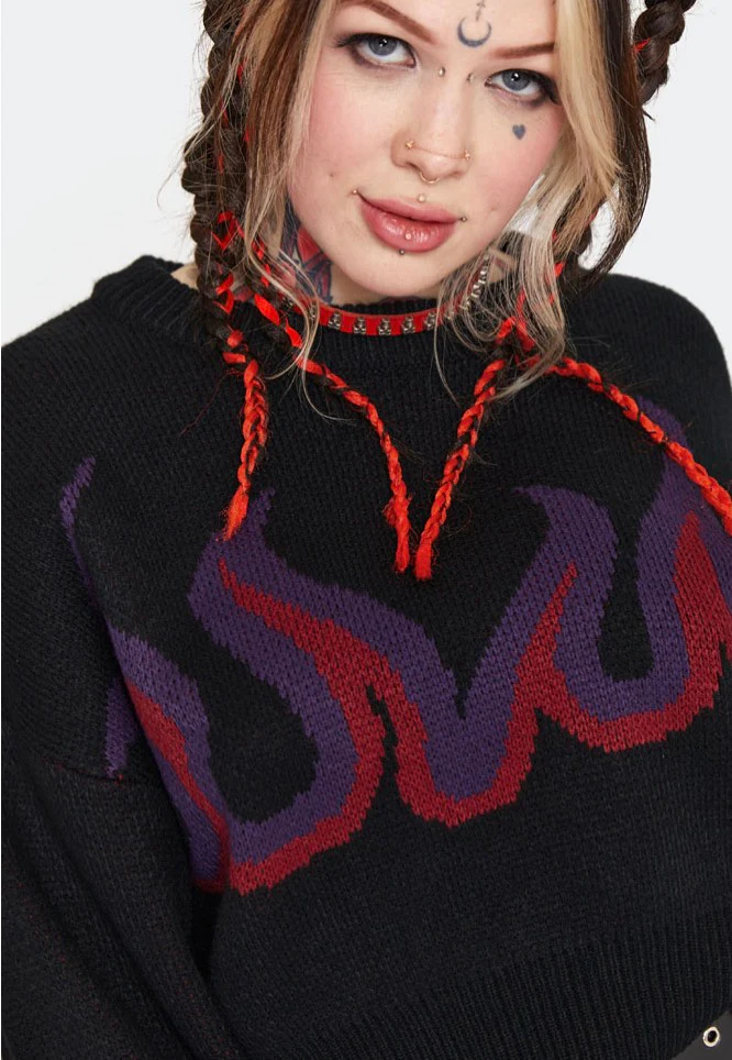 Jawbreaker - Dark Flame Chunky Cropped Black - Pullover - Image 4