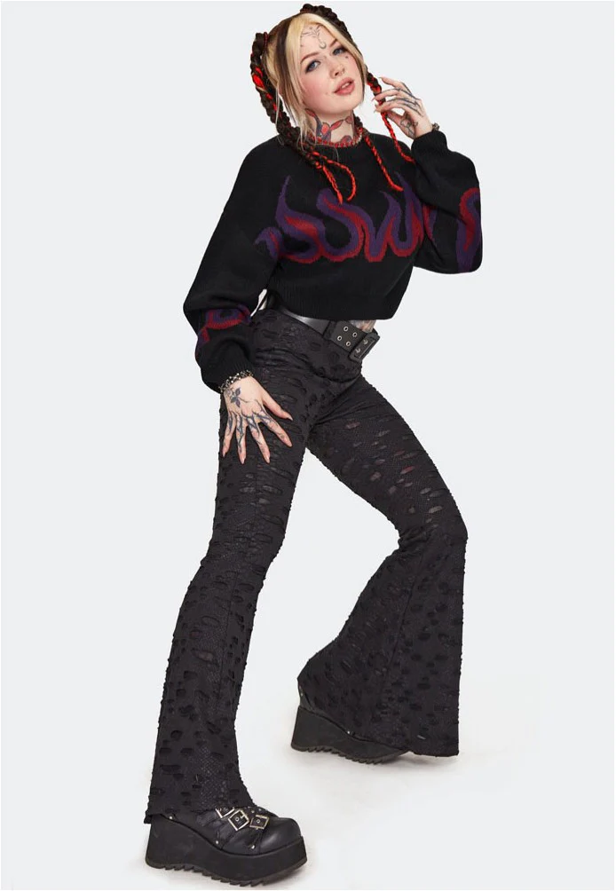 Jawbreaker - Dark Flame Chunky Cropped Black - Pullover - Image 5