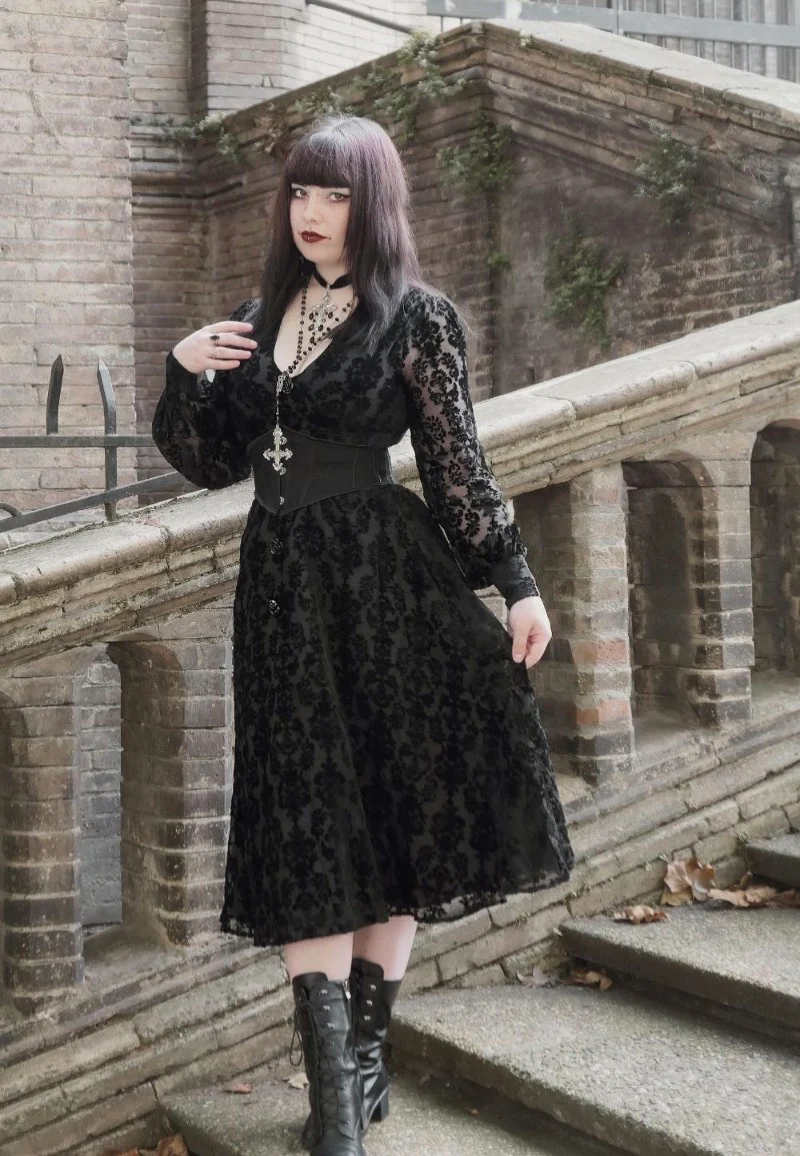 Jawbreaker - Devore With Rise Button Black - Dress