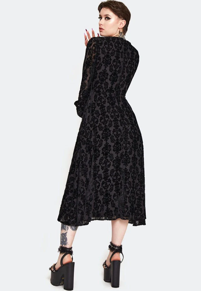 Jawbreaker - Devore With Rise Button Black - Dress - Image 5