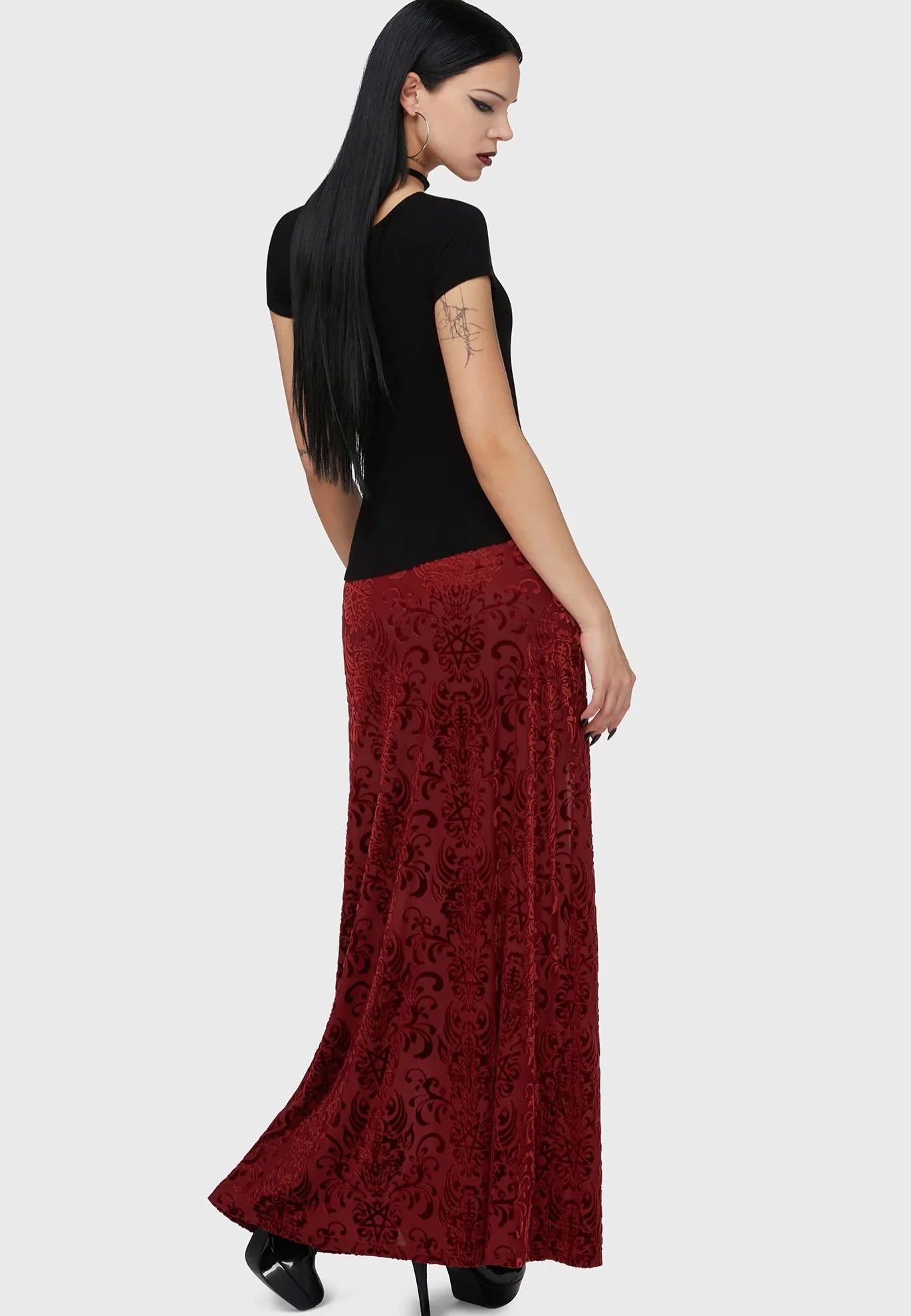 Killstar - Crimson Bloodlust Maxi Red - Skirt - Image 3