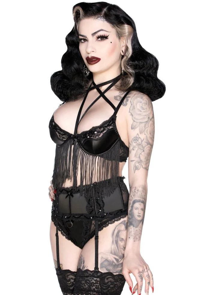 Killstar - She’s Poison Fringe Black - Bras - Image 3