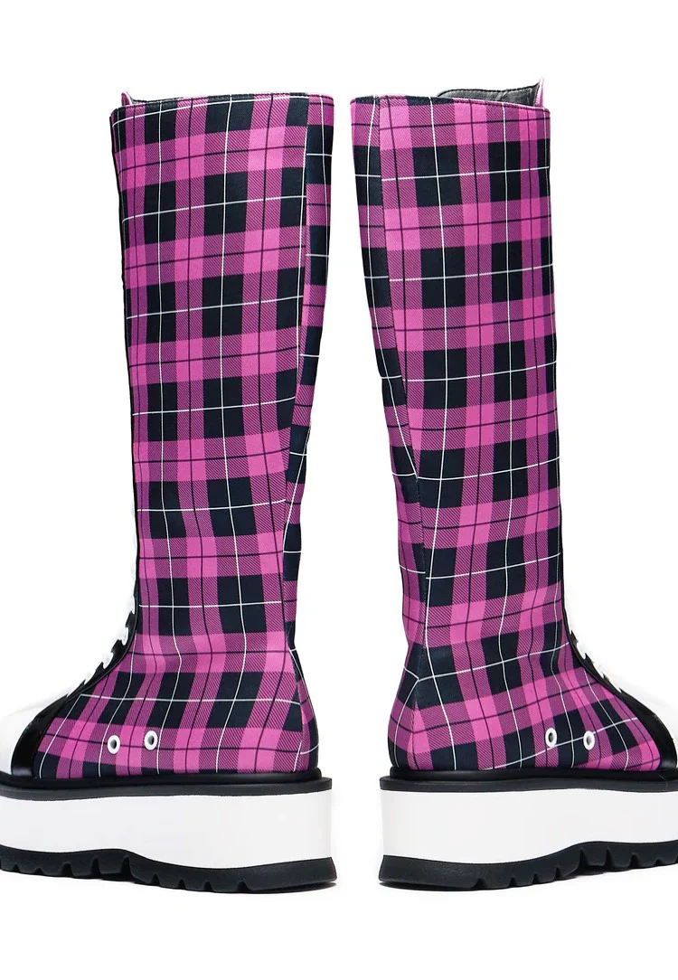 Koi Footwear - Irrelevant Long Platform Pink Check - Girl Shoes - Image 3