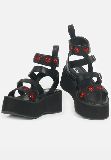 Koi Footwear - Rogue Lovergirl Flatform Heart Black - Girl Sandals - Image 2